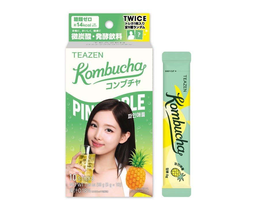 TEAZEN パイナップルコンブチャ TW2のパッケージと粉末スティック