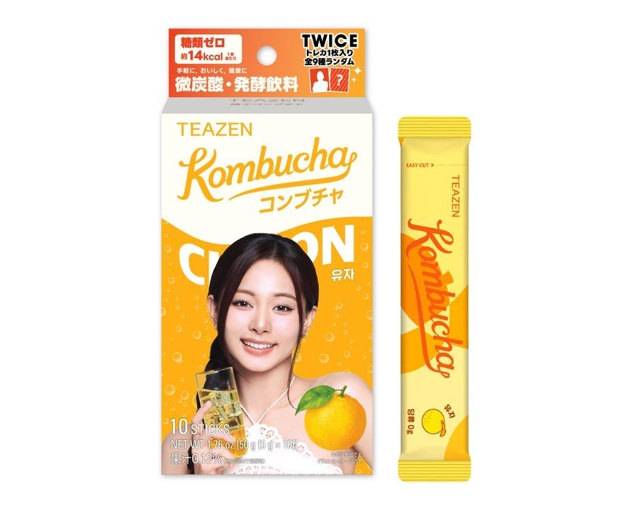 TEAZEN 柚子コンブチャ TW2のパッケージと粉末スティック
