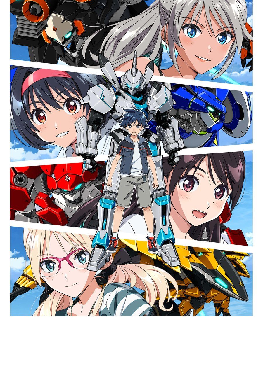 バーテックスフォース キャラクターコラージュ ヒロイン5人とメカ