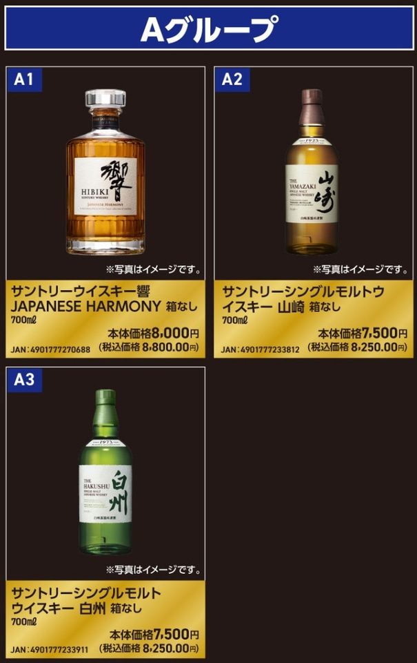 ウエルシア抽選販売のAグループ対象商品 響JAPANESE HARMONY・山崎・白州